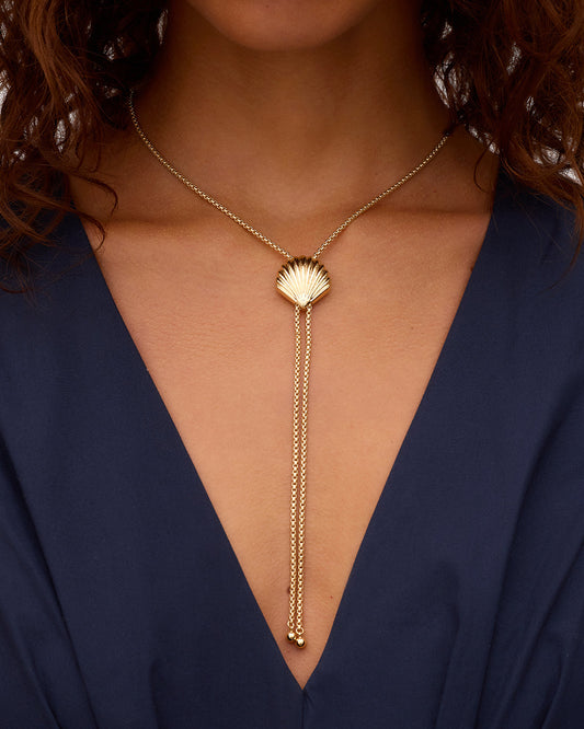 Scallop Bolo Necklace || option::18K Gold Plated