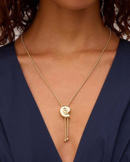 Nautilus Bolo Necklace || option::18K Gold Plated