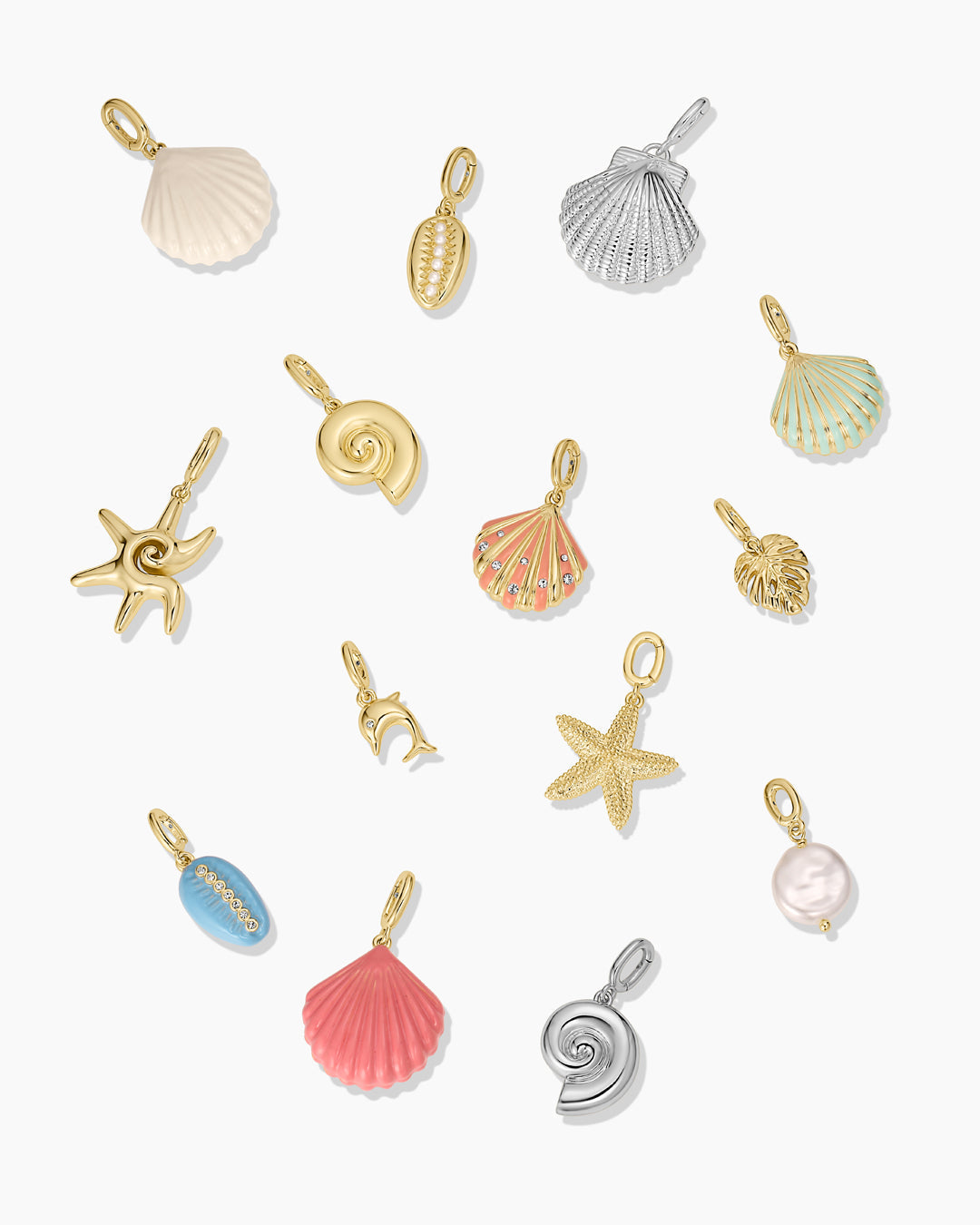 Scallop Enamel Parker Charm || option::18K Gold Plated, Pink