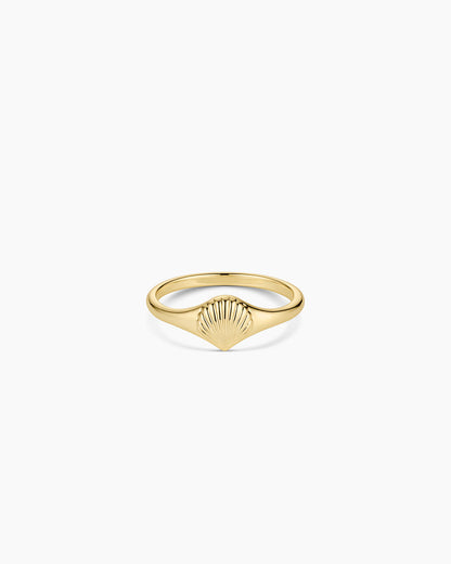 Scallop Mini Signet Ring || option::18K Gold Plated