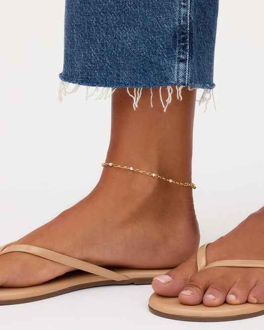 Finley Pearl Anklet || option::18K Gold Plated