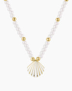 Scallop Pearl Necklace || option::18K Gold Plated