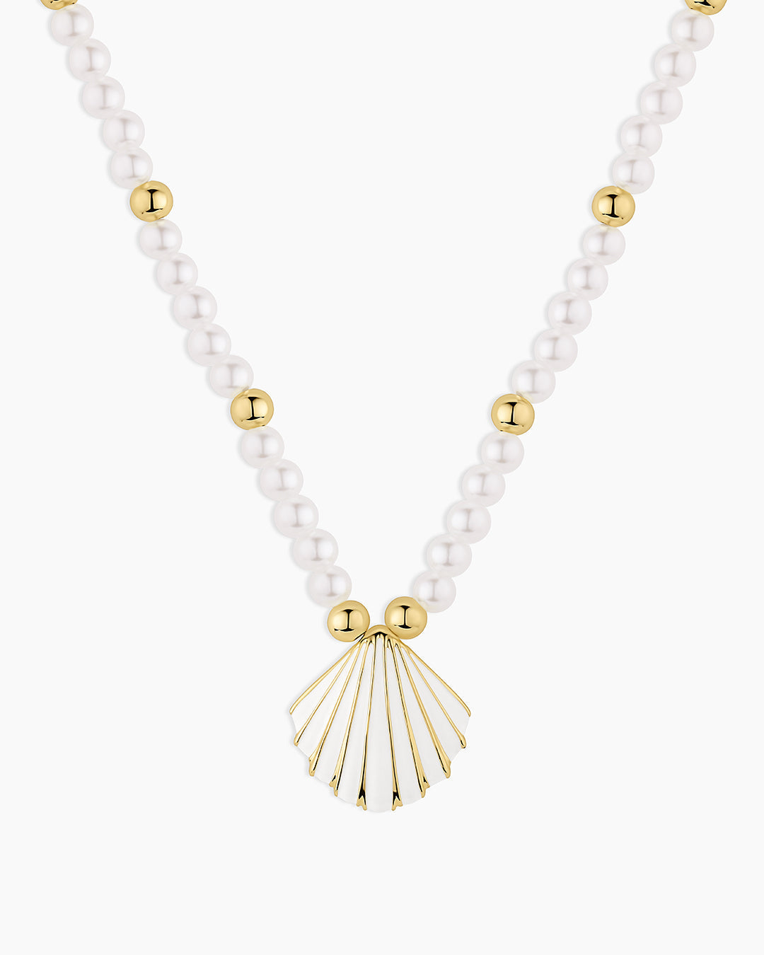 Scallop Pearl Necklace || option::18K Gold Plated