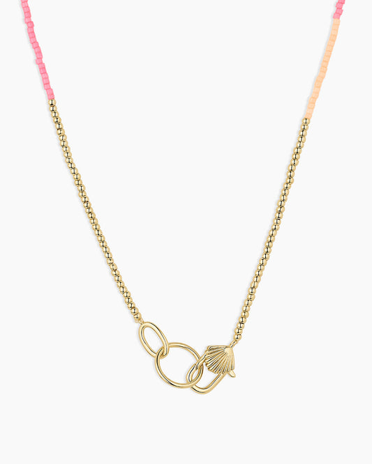 Scallop Padlock Sunset Necklace || option::18K Gold Plated