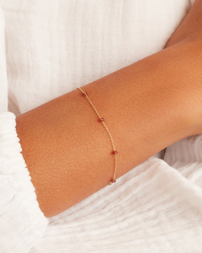 Garnet Newport Bracelet || option::14K Solid Gold, Garnet - January