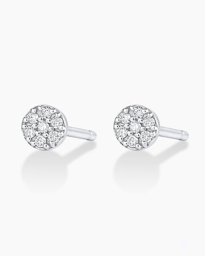 Diamond Pave Studs || option::14K Solid White Gold
