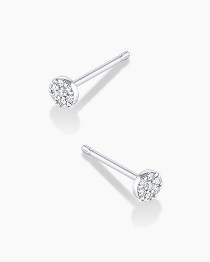 Diamond Pave Studs || option::14K Solid White Gold