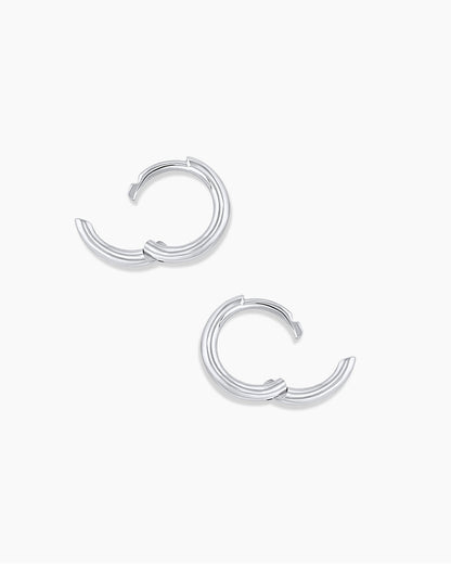 Classic Gold Huggie || option::14K Solid White Gold, 8mm