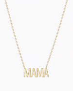 Woman wearing Mama Necklace || option::14K Solid Gold