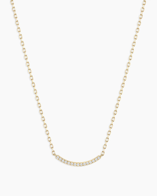 Diamond Taner Bar Mini Necklace || option::14K Solid Gold