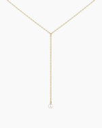 Pearl Lariat Necklace || option::14K Solid Gold