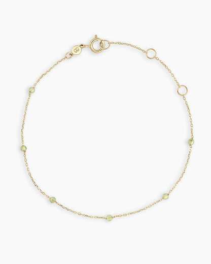 Peridot Newport Bracelet || option::14K Solid Gold, Peridot - August