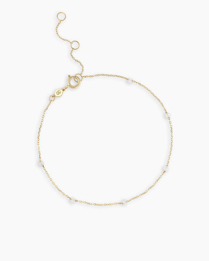 White TopazNewport Bracelet || option::14K Solid Gold, White Topaz - April