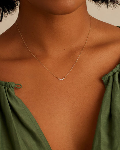 Elle Diamond Cluster Necklace || option::14K Solid Gold