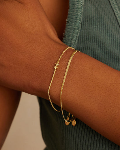 Wilder Mini Alphabet Bracelet || option::18K Gold Plated, Z