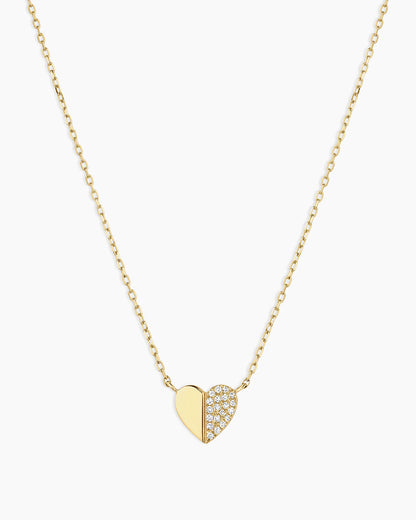 Diamond Bond Necklace || option::14K Solid Gold, Single - Diamonds Right