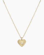 Diamond Vintage Heart Necklace || option::14K Solid Gold