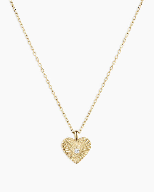 Diamond Vintage Heart Necklace || option::14K Solid Gold