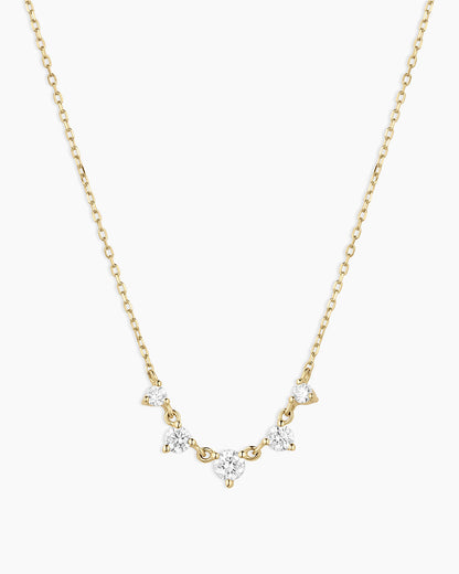 Elle Diamond Row Necklace || option::14K Solid Gold