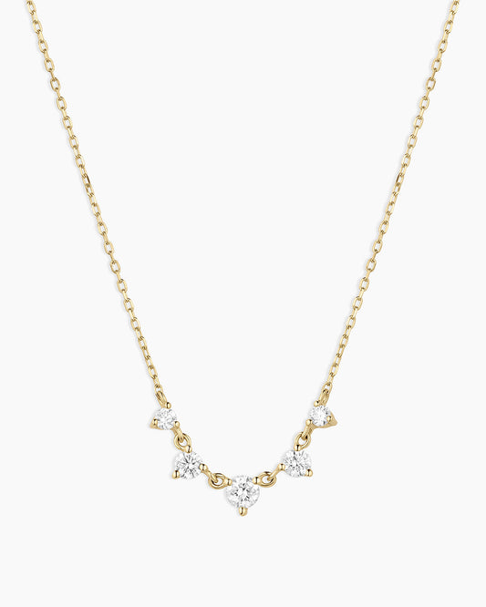 Elle Diamond Row Necklace || option::14K Solid Gold