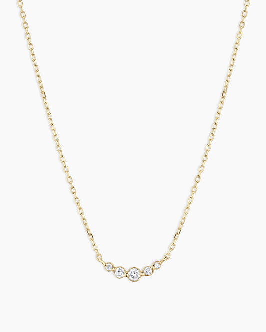 Elle Diamond Cluster Necklace || option::14K Solid Gold