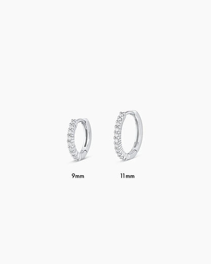 14k White Gold Diamond Pavé Huggies