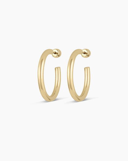 14K Gold Carter Hoops || option::14K Solid Gold, 25mm