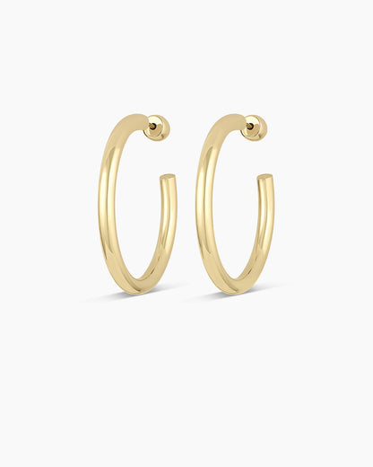 14K Gold Carter Hoops || option::14K Solid Gold, 30mm
