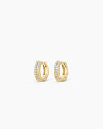 Diamond Double Down Huggies || option::14K Solid Gold, 9mm