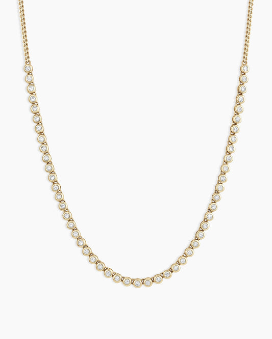 Classic Diamond Row Necklace || option::14K Solid Gold