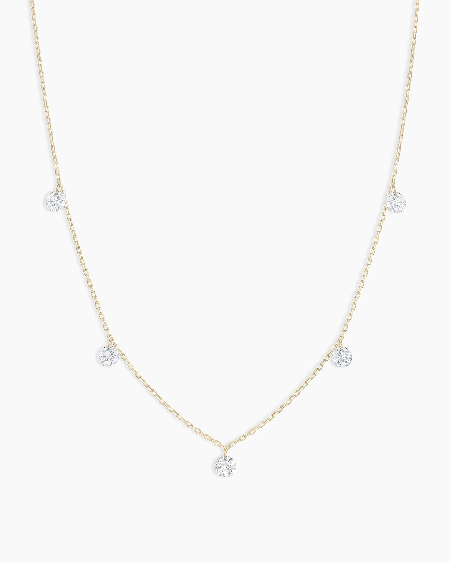 Floating Diamond Flutter Necklace || option::18K Solid Gold