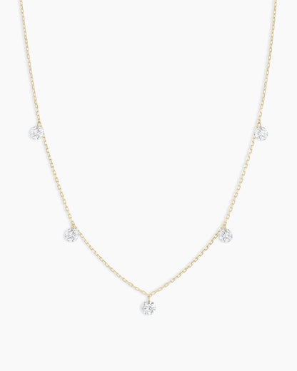 Floating Diamond Flutter Necklace || option::18K Solid Gold