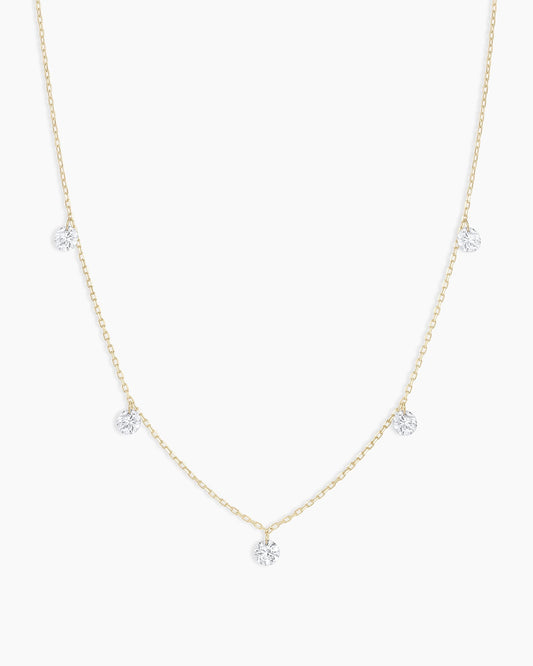 Floating Diamond Flutter Necklace || option::18K Solid Gold