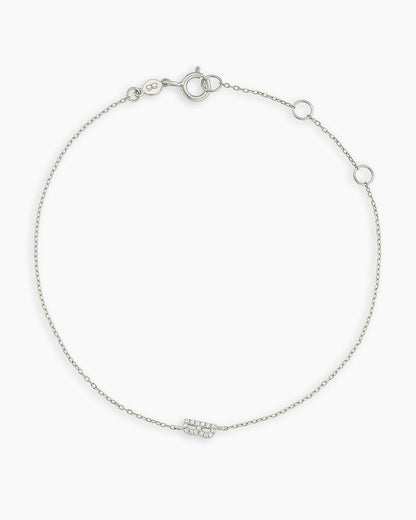 Diamond Pavé Alphabet Bracelet #B || option::14K Solid White Gold, B