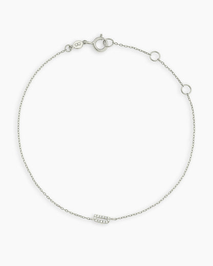 Diamond Pavé Alphabet Bracelet #D || option::14K Solid White Gold, D