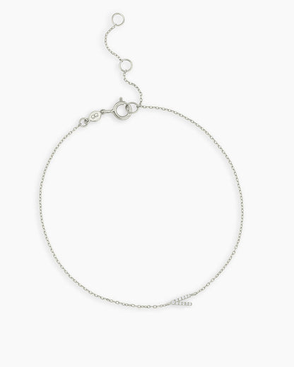 Diamond Pavé Alphabet Bracelet #V || option::14K Solid White Gold, V