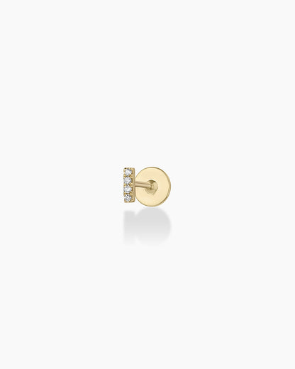Diamond Pave Bar Flat Back Stud || option::14K Solid Gold