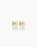 Diamond Pave Bar Flat Back Studs || option::14K Solid Gold