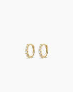 Elle Diamond Row Huggies || option::14K Solid Gold