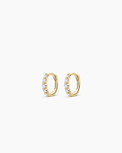 Elle Diamond Row Huggies || option::14K Solid Gold