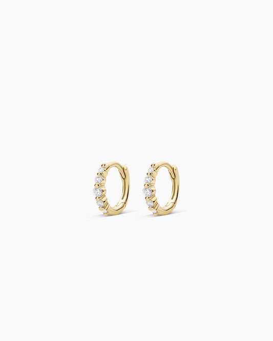 Elle Diamond Row Huggies || option::14K Solid Gold