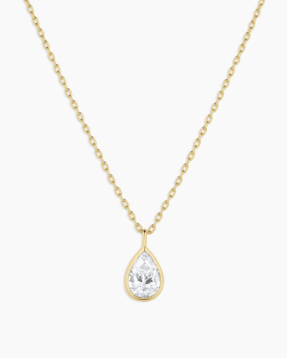 Classic Diamond Pear Necklace || option::14K Solid Gold