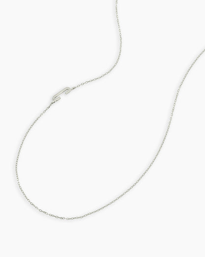 Alphabet Necklace || option::14K Solid White Gold, C
