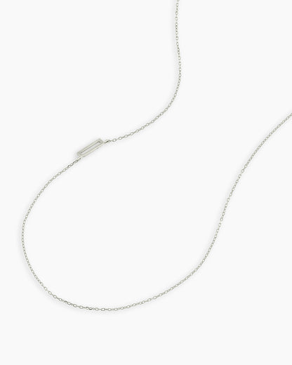Alphabet Necklace || option::14K Solid White Gold, D