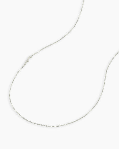 Alphabet Necklace || option::14K Solid White Gold, F