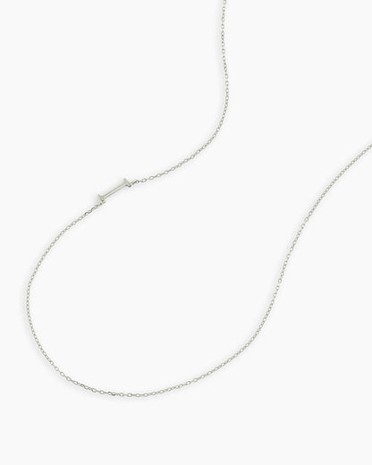 Alphabet Necklace || option::14K Solid White Gold, I