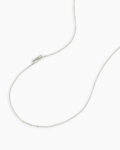Alphabet Necklace || option::14K Solid White Gold, N