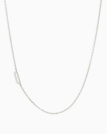 Alphabet Necklace || option::14K Solid White Gold, O
