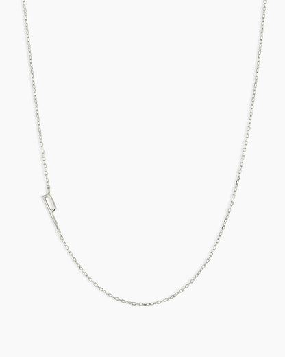 Alphabet Necklace || option::14K Solid White Gold, P