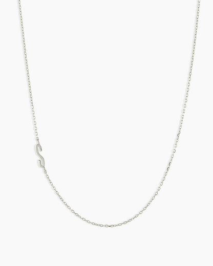Alphabet Necklace || option::14K Solid White Gold, S